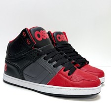 OSIRIS SHOES NYC 83 CLK BLACK GREY RED TRAINERS (UK 8 EUR 42)