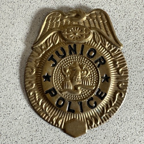 Police tin brass pin badge - police,