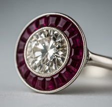Art Deco Diamond Ring Rubies