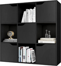 Black Cube Storage Unit Bookcase Book Shelf Rack Case Display Cabinet LvDon