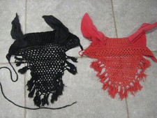 fly fringes for horses. cover ears  Red/Black. 2 off Cob size.  Riding out 
