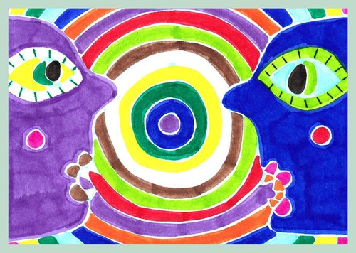 Outsider art brut signed - signed,