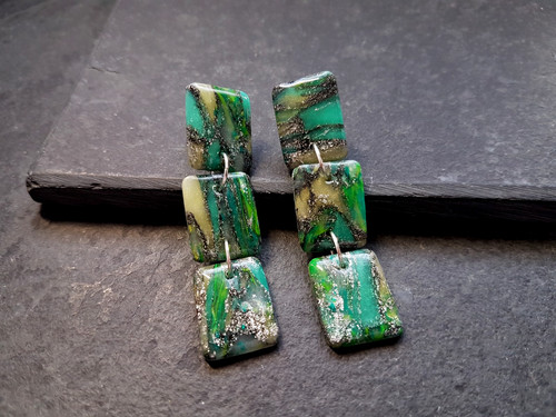 Handmade stud dangle green - dangle,