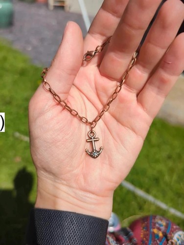 Copper anchor charm - bracelet, 8