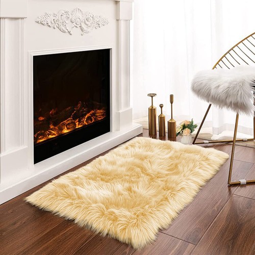 Yellow fur rugs - fur, 2x3