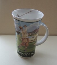 DUNOON LARGE FINE STONEWARE MUG - GOLF DESIGN BY RICHARD PARTIS