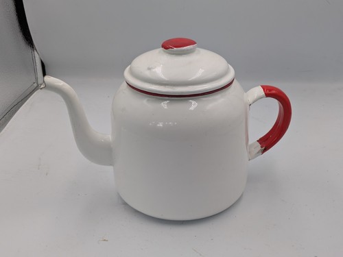 Vtg red white enamel - vtg, &