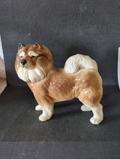 VINTAGE LARGE COOPERCRAFT POTTERY CHOW CHOW HUSKEY DOG FIGURINE WITH LABEL