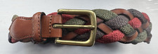Lacoste Men's Braided Woven Brown Leather Belt - 90/36 - Size 96cm Long