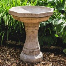 Large Octagonal Stone Cast Solid Bird Bath Feeder Table Contemporary DGS Statues