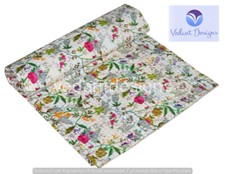 White Bed Runner Kantha Quilt