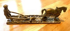 LOVELY DETAILED BRASS FARMER PLOUGHING WITH SHIRE HORSE