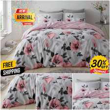 3D Poppy Duvet Cover Set Soft Reversible Bedding Quilt Single Double King Size