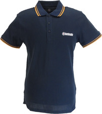 Lambretta Navy Tan Retro Target Logo 100% Cotton Polo Shirts