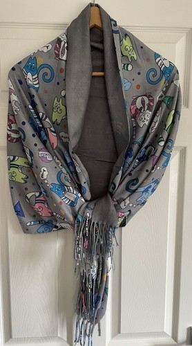Cashmere scarf cat fish - scarf, print