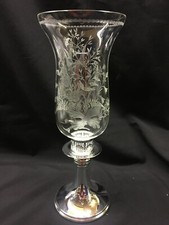 silver plated hand cut glass hurricane lamps