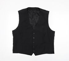 Burton Mens Black Wool Jacket Suit Waistcoat Size 44 Regular