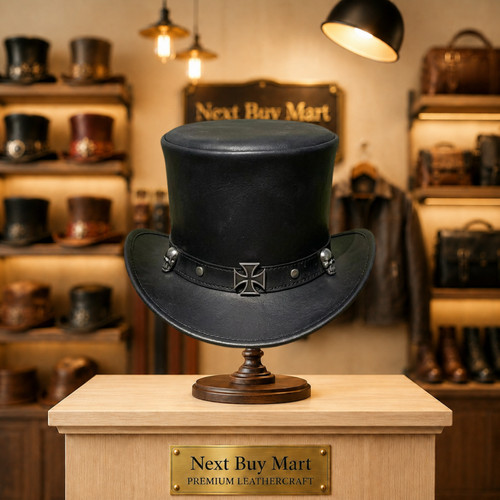 Black gothic top hat skull - black,