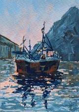 ACEO Print, Fishing Trawler