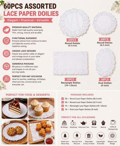 60pcs lace paper doilies - 60pcs,