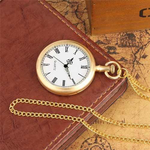 Golden open face quartz analog - open,