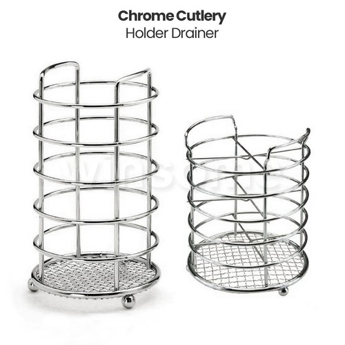 Chrome cutlery drainer utensil - chrome,