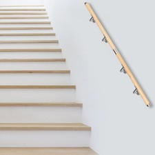 Solid Wall Mount Staircase Wood Handrail PVC Railing with 4X Rail Brackets 5FT