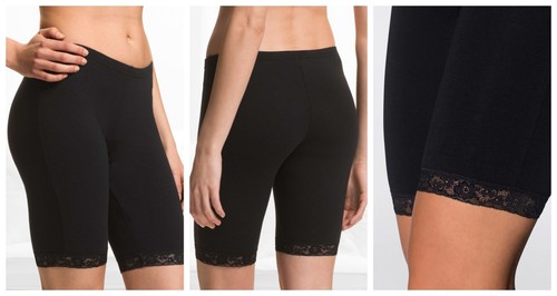 Ladies black cotton rich lace - black,