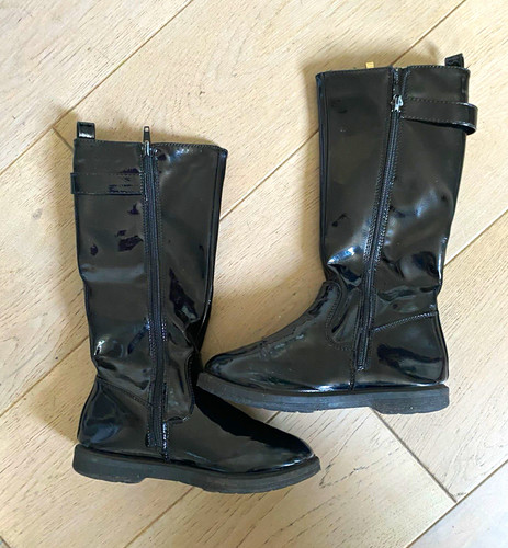 Girls black patent look - girls,