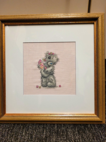 Framed cross stitch picture - framed,