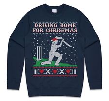 Cricket Driving Home For Christmas Jumper Sweatshirt Funny Bat Gift Dad Grandpa