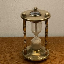 VINTAGE  BRASS SAND EGG TIMER with HERNE BAY crest on IN VGC