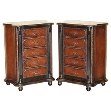 PAIR OF FAUX CROCODILE LEATHER 83CM TALL SIDE TABLE NIGHTSTAND CHEST OF DRAWERS