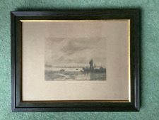 Antique Framed 'FISHING BOATS OFF WHITBY' Signed by David Law - Etching C1880 