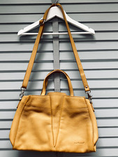 FREDERIC T Mustard Brown Leather Handbag Small Tote Like Designer Shoulder Bag