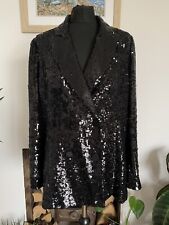 Zara Black Double Breasted Sequin Jacket Blazer - BLOGGERS FAV - Size Large