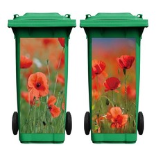 Nezyo 2 Sheets Wheelie Bin Stickers Flowers Self Adhesive Dustbin Sticker