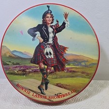 Vintage Large Bonnie Lassie Shortbread Tin R.Middlemass & Sons Edinburgh C1950s