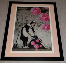 DEATH NYC ltd ed signed FRAMED art print 45x32cm Banksy sweeper Kate Moss face