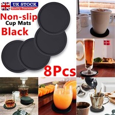 8x Set Round Black Silicone