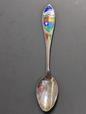 Sterling Silver Souvenir Spoon Montreal Canada Enamel 4.75"