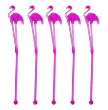 Tropical Flamingo Cocktail Stirrer 20cm Long Plastic Drink Juice Mixer SticksX12