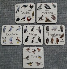 Bird Coasters x6 . Adult joke