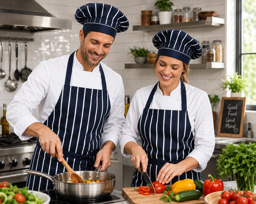 Stripped chef apron hat set - apron, &