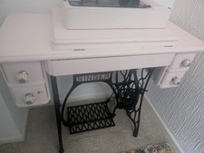 upcyled pink Singer Treadle Sewing Machine table 