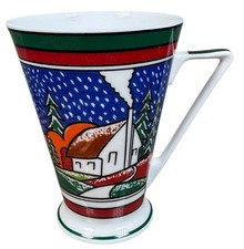 Wren "Ho,Ho,Ho" Christmas Winter Scene Mug Vintage 1980s Fine Bone China