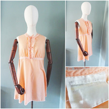 Vintage 1960s Baby Doll Nightgown Nightdress Orange Lace Keynote Ladies 34" Bust