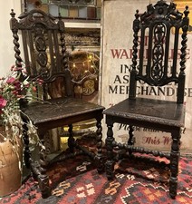 Gothic Chairs Carved Oak Ebonised Hall Bedroom Wedding Jacobean Revival Delivery
