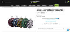 Bison speck bumper plates 165kg set - Hi-impact coloured spec RRP £650