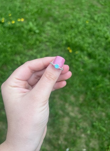 Iridescent opal ring - opal, size